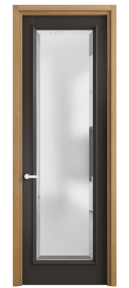 Дверь межкомнатная Шарм 6702 Матовый антрацит Сатинированное стекло с фацетом Узкий классический наличник БНМ Цена 102399 ₽ Наличники уже входят в базовый комплект. Фабрика дверей Волховец 8 (800) 551 43 19 Межкомнатная дверь Шарм 6702 Матовый антрацит Сатинированное стекло с фацетом Цена 102399 ₽ | Volhovec