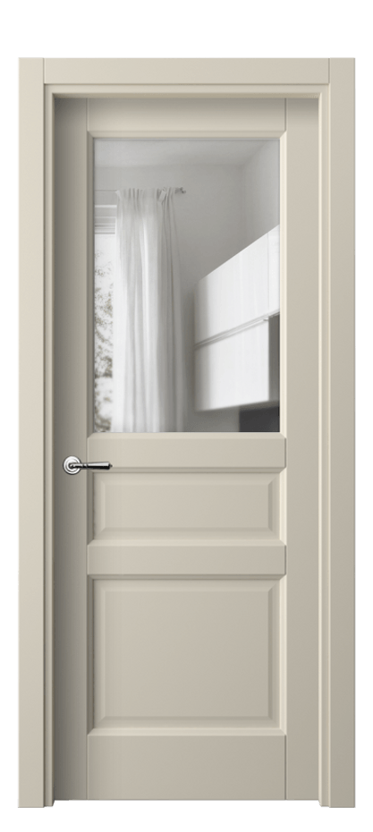 Межкомнатная дверь Galant 1432 ПЭТ светло-бежевый Прозрачное стекло Цена 26959 ₽ | Volhovec