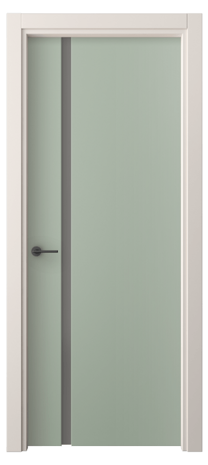 Межкомнатная дверь Freedom 4222 ПЭТ светло-оливковый Сатинированное серое стекло, триплекс Цена 38499 ₽ | Volhovec