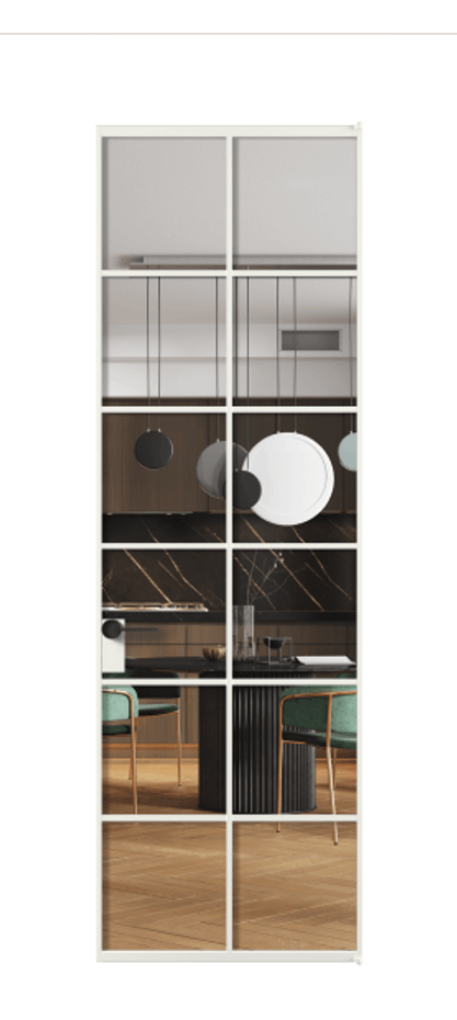 Алюминиевая дверь АЛПЛ040.05 Алюминий светло-серый Прозрачное стекло "Crystal Vision", калёное, 6 мм Цена 121772  | Volhovec