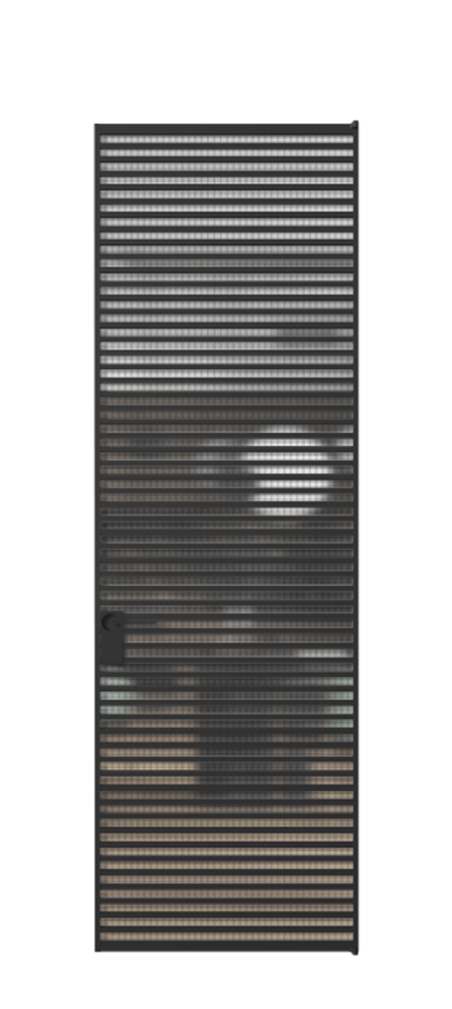 Алюминиевая дверь АЛПЛ040.07 Алюминий Черный Декоративное стекло с сеткой "Mesh silver", триплекс Цена 229770  | Volhovec