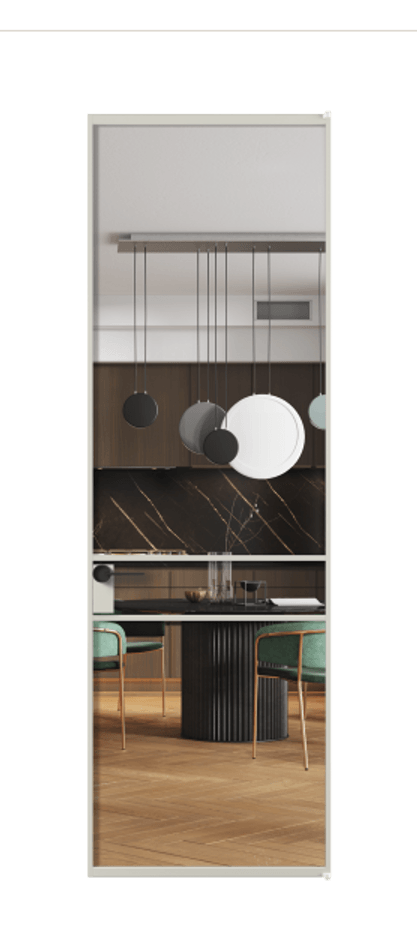 Алюминиевая дверь АЛПЛ040.02 Алюминий тёплый серый Прозрачное стекло "Crystal Vision", калёное, 6 мм Цена 117452  | Volhovec