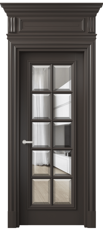 Межкомнатная дверь Антик 7310 Матовый антрацит Прозрачное стекло с фацетом Цена 181709 ₽ | Volhovec