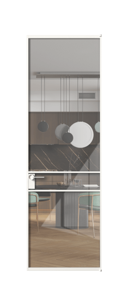 Алюминиевая дверь АЛПЛ040.02 Алюминий Белый Рефлективное прозрачное стекло "Стопсол", калёное Цена 146970  | Volhovec