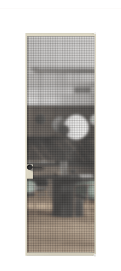 Алюминиевая дверь АЛПЛ040.01 Алюминий бежево-серый Декоративное стекло с сеткой "Mesh silver", триплекс Цена 112892  | Volhovec
