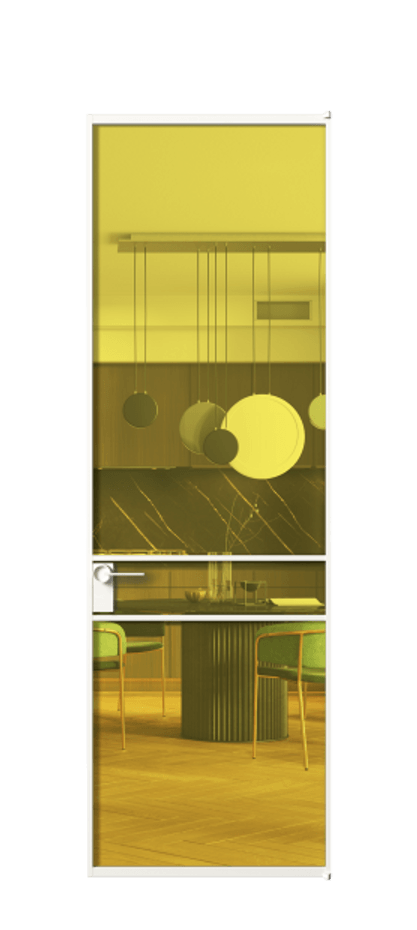 Алюминиевая дверь АЛПЛ040.02 Алюминий Белый Прозрачное жёлтое стекло, триплекс Цена 138970  | Volhovec