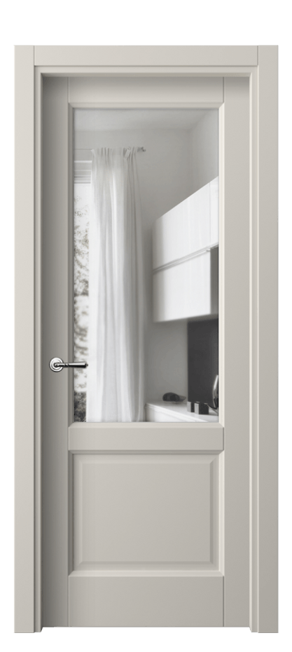 Межкомнатная дверь Galant 1422 ПЭТ светло-серый Прозрачное стекло, 4 мм Цена 25279 ₽ | Volhovec