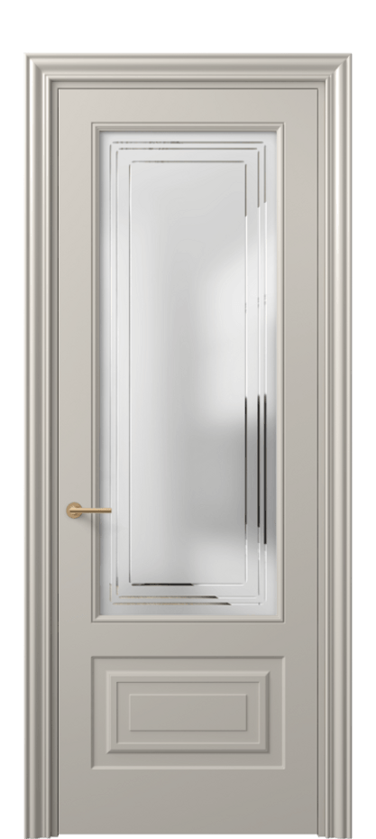Межкомнатная дверь Mascot 8442 Матовый светло-бежевый Сатинированное стекло с гравировкой "Грани", триплекс Цена 69959 ₽ | Volhovec