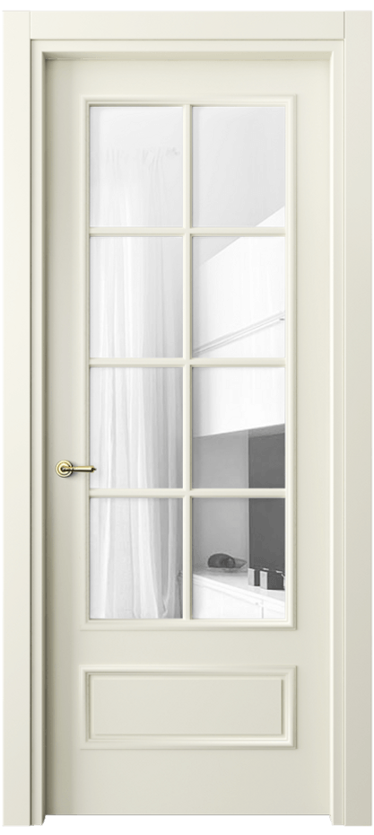 Межкомнатная дверь Paris 8112 Матовый молочно-белый Прозрачное стекло Цена 76999 ₽| Volhovec