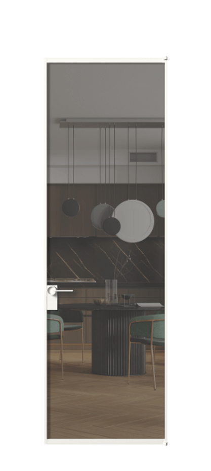 Алюминиевая дверь АЛПЛ040.01 Алюминий Белый Прозрачное серое стекло, триплекс Цена 136870  | Volhovec