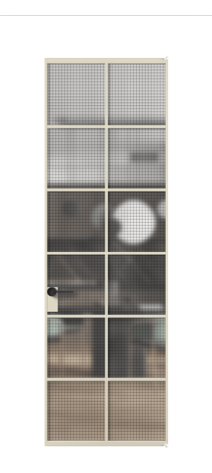 Алюминиевая дверь АЛПЛ040.05 Алюминий бежево-серый Декоративное стекло с сеткой "Mesh silver", триплекс Цена 121772  | Volhovec