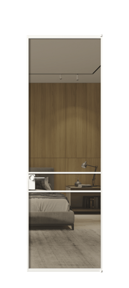 Алюминиевая дверь АЛПЛ040.02 Алюминий Белый Рефлективное бронзовое стекло "Стопсол", калёное Цена 146970  | Volhovec