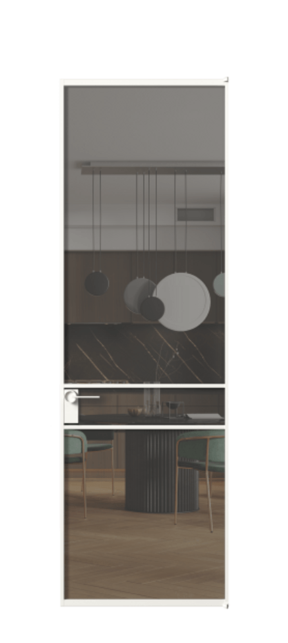 Алюминиевая дверь АЛПЛ040.02 Алюминий Белый Прозрачное серое стекло, триплекс Цена 138970  | Volhovec