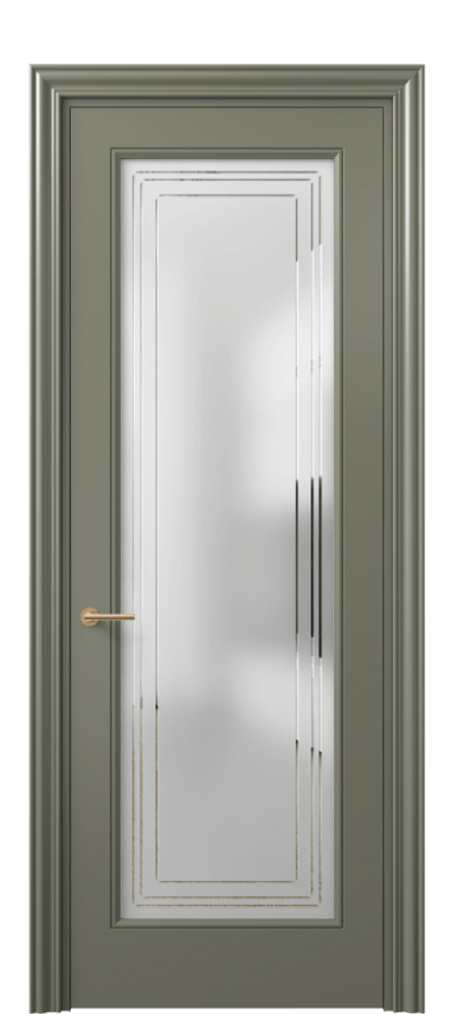Межкомнатная дверь Mascot 8400 Матовый оливковый тёмный Сатинированное стекло с гравировкой "Грани", триплекс, 7 мм Цена 62079 ₽ | Volhovec