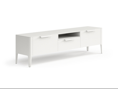 Мебель ТВ тумба Piega. Цвет Матовый тёплый серый. Материал Гладкая эмаль. Коллекция ТВ тумба Piega. Картинка.