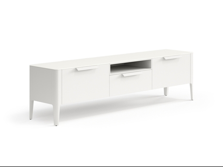 Мебель ТВ тумба Piega. Цвет Матовый тёплый серый. Материал Гладкая эмаль. Коллекция ТВ тумба Piega. Картинка.