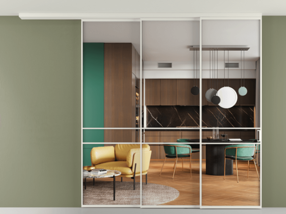 Перегородка Formato вдоль стены на потолок телескопик синхро 3 #VENDORCODE# #FURNISH# #GLASS# Цена #PRICE#  | Volhovec