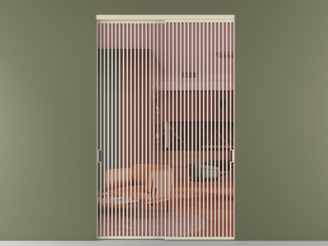 Перегородка Formato внутри проёма 2 створки АЛПР 040.06 Алюминий бежево-серый Прозрачное розовое стекло, триплекс Цена 589060 ₽  | Volhovec