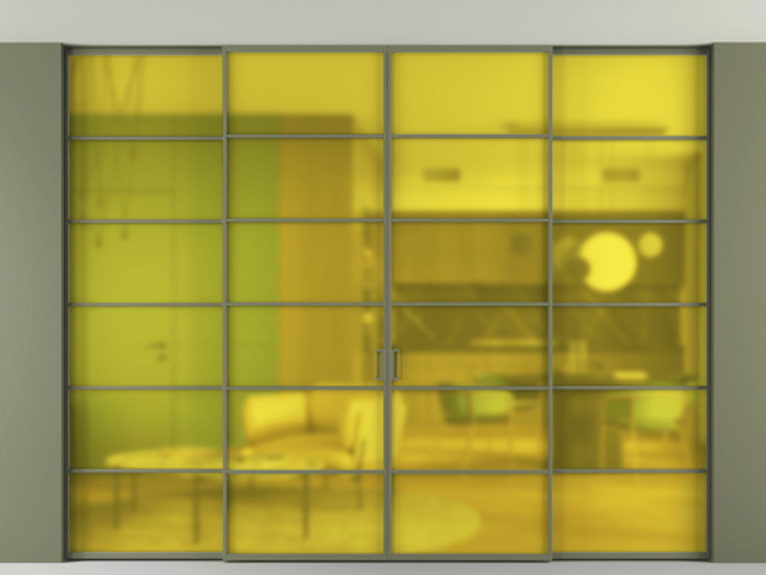 Перегородка Formato внутри проёма скрытое крепление в потолок 4 створки АЛПР 040.04 Алюминий оливковый тёмный Сатинированное жёлтое стекло, триплекс. Цена 466270 ₽ 1. Полотно 4 шт. (800/2100 мм)
2. Комплект установки раздвижной системы
3. Базовый комплект фурнитуры
4.Ручка RONDO. Фабрика дверей Волховец 8 (800) 551 43 19 Перегородка Formato внутри проёма скрытое крепление в потолок 4 створки АЛПР 040.04 Алюминий оливковый тёмный Сатинированное жёлтое стекло, триплекс Цена 466270 ₽ | Volhovec