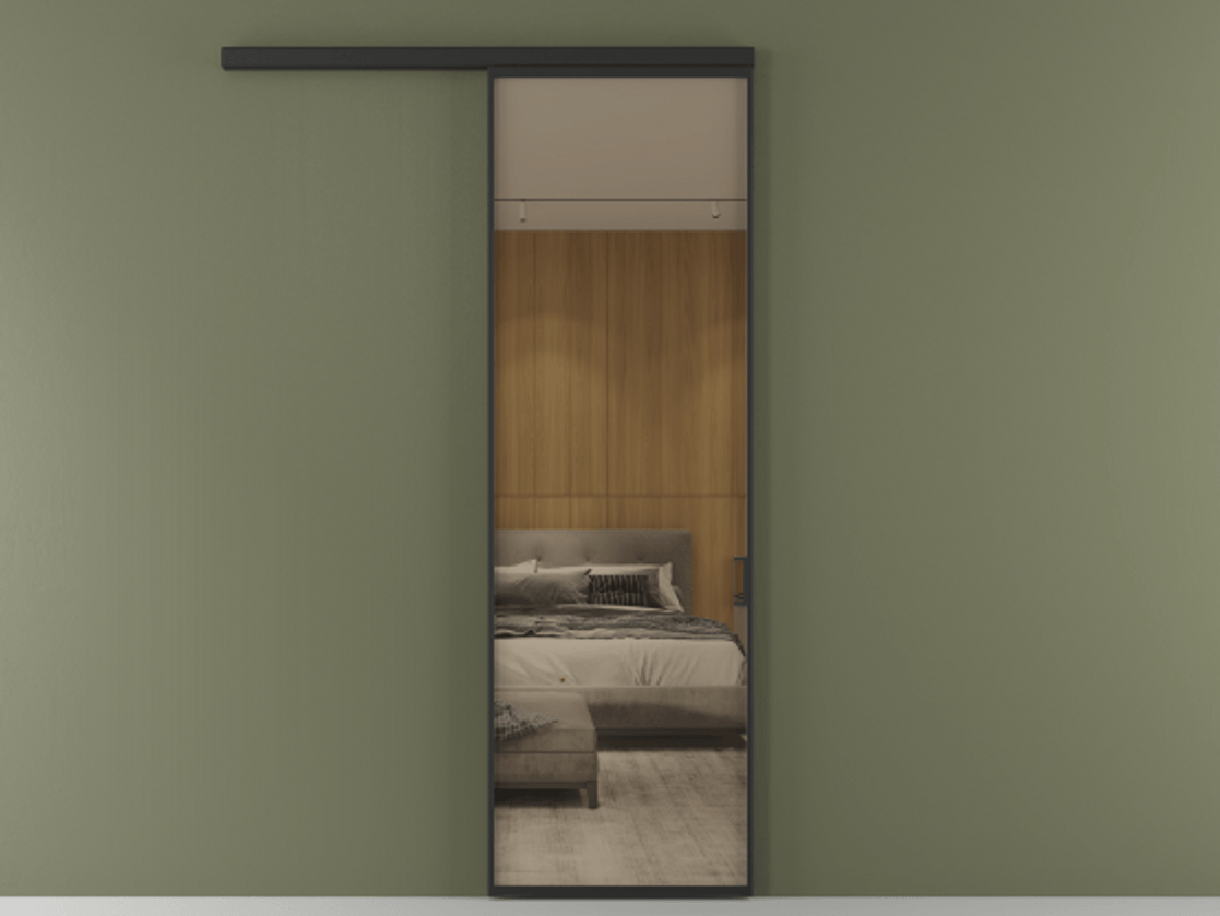 Перегородка Formato вдоль стены 1 створка АЛПР 040.01 Алюминий Черный Рефлективное бронзовое стекло "Stopsol", калёное Цена 119000 ₽  | Volhovec