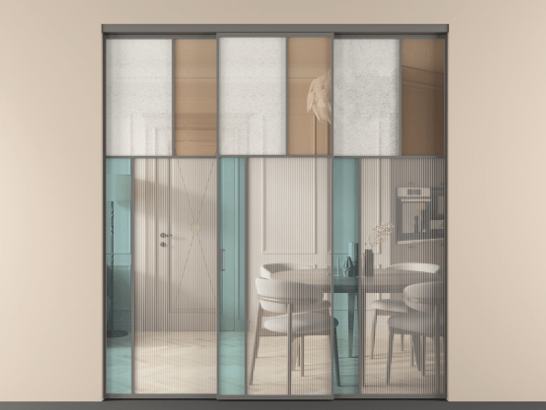 Перегородка Mosaic внутри проема трёхстворчатая #VENDORCODE# #FURNISH# #GLASS# Цена #PRICE# #CURRENCY# | Volhovec