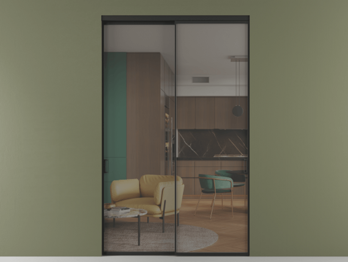 Перегородка Formato внутри проёма двустворчатая АЛПР 040.01 Алюминий Черный Прозрачное серое стекло, триплекс, 6 мм. Скрытый короб ЧЕР Цена 179600 ₽ 1. Полотно 2 шт.  (800/2100 мм)
2. Комплект установки раздвижной системы
3. Базовый комплект фурнитуры
4.Ручка RONDO. Фабрика дверей Волховец 8 (800) 551 43 19  Перегородка Formato внутри проёма двустворчатая АЛПР 040.01 Алюминий Черный Прозрачное серое стекло, триплекс, 6 мм Цена 179600 ₽  | Volhovec