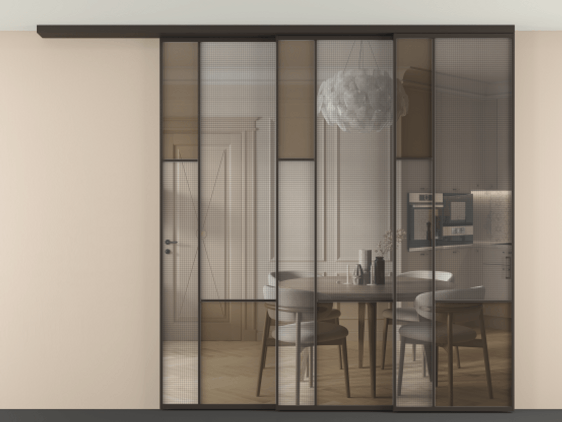 Перегородка Mosaic вдоль стены телескопик синхро-3 #VENDORCODE# #FURNISH# #GLASS# Цена #PRICE#  | Volhovec