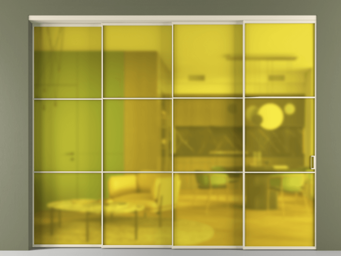 Дверь межкомнатная New Перегородка Formato внутри проёма телескопик синхро 3 АЛПР 040.03 Алюминий бежево-серый Сатинированное жёлтое стекло, триплекс, 6мм Цена 480300 1. Полотно 4 шт. (800/2100 мм)
2. Комплект установки раздвижной системы
3. Базовый комплект фурнитуры
4. Комплект фурнитуры телескопик синхро-3
5. Ручка RONDO
. Фабрика дверей Волховец 8 (800) 551 43 19 Межкомнатная дверь New Перегородка Formato внутри проёма телескопик синхро 3 АЛПР 040.03 Алюминий бежево-серый Сатинированное жёлтое стекло, триплекс, 6мм Цена 480300 | Volhovec