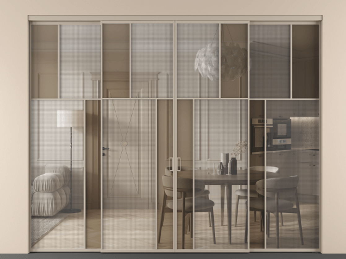 Перегородка Mosaic внутри проема четырёхстворчатая #VENDORCODE# #FURNISH# #GLASS# Цена #PRICE# #CURRENCY# | Volhovec