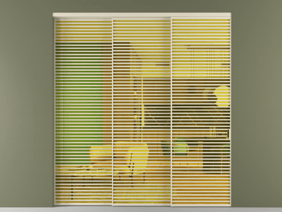 Алюминевая перегородка vn3_07_ Алюминий бежево-серый Прозрачное жёлтое стекло, триплекс, 6мм. Цвет Алюминий бежево-серый. Материал Алюминий в эмали. Коллекция Перегородка Formato внутри проёма телескопик синхро 2. Картинка.