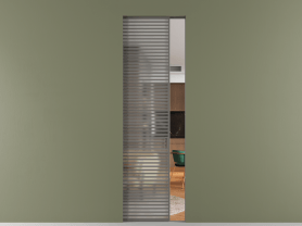 Алюминевая перегородка АЛПР 040.077 МКЛС Matelux Crystalvision. Цвет Алюминий классический серый. Материал Алюминий в эмали. Коллекция Перегородка Formato скрытый пенал одностворчатая. Картинка.