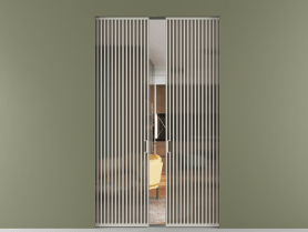 Алюминевая перегородка skr2_06_ Алюминий тёплый серый Бронза сатин матовое. Цвет Алюминий тёплый серый. Материал Алюминий в эмали. Коллекция Перегородка Formato скрытый пенал двустворчатая. Картинка.