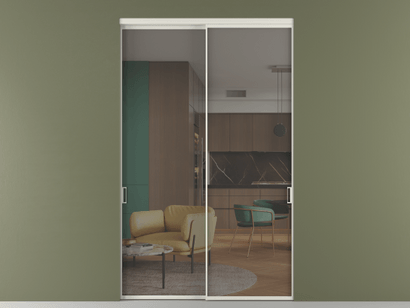 Алюминевая перегородка vn2_01 Серый триплекс БЕЛ. Цвет Алюминий Белый. Материал Алюминий. Коллекция Перегородка Formato внутри проёма двустворчатая. Картинка.