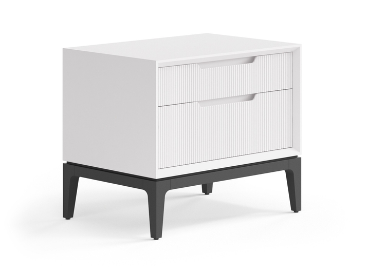 Мебель Тумба прикроватная Velvet 2 ящика. Цвет Матовый пудровый белый. Материал Гладкая эмаль. Коллекция Тумба прикроватная Velvet 2 ящика. Картинка.