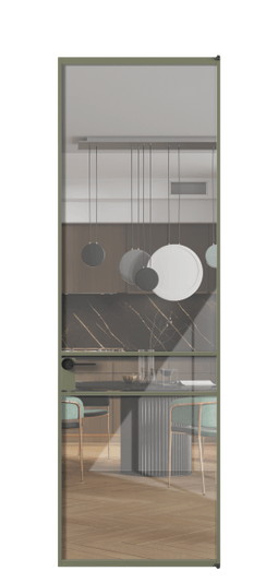 Дверь межкомнатная АЛПЛ040.02 АОТ Алюминий оливковый тёмный Stopsol Clear прозрачное. Цвет Алюминий оливковый тёмный. Материал Алюминий в эмали. Коллекция Формато. Картинка.