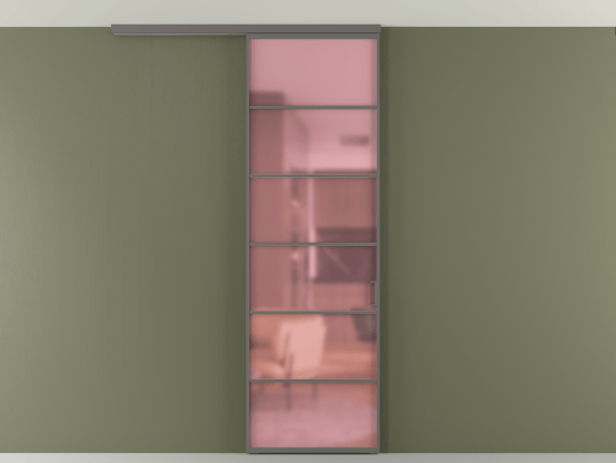 Алюминевая перегородка АЛПР 040.04_АКЛС_САТ РОЗ_new. Цвет Алюминий классический серый. Материал Алюминий в эмали. Коллекция Перегородка Formato вдоль стены на потолок 1 створка. Картинка.