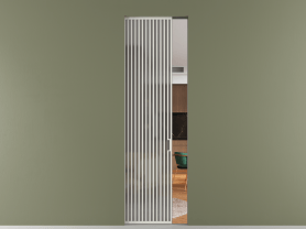 Алюминевая перегородка АЛПР 040.066 МСР Серый сатин триплекс. Цвет Алюминий серый. Материал Алюминий в эмали. Коллекция Перегородка Formato скрытый пенал 1 створка. Картинка.