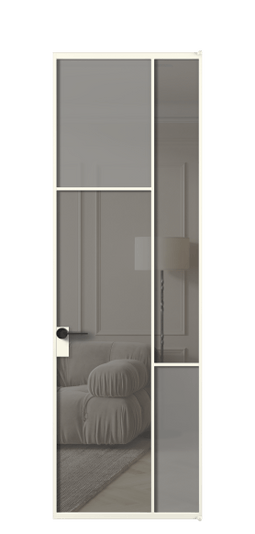 Межкомнатная дверь АЛПЛ041.10 АЖМ Серый сатин матовое + Серый прозрачное. Цвет Алюминий жемчужный. Материал Алюминий в эмали. Коллекция Mosaic. Фото. Дверь межкомнатная АЛПЛ041.10 АЖМ Серый сатин матовое + Серый прозрачное. Цвет Алюминий жемчужный. Материал Алюминий в эмали. Коллекция Mosaic. Картинка.