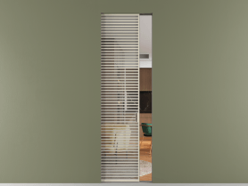 Алюминевая перегородка skr1_07_ Алюминий бежево-серый Stopsol Clear. Цвет Алюминий бежево-серый. Материал Алюминий в эмали. Коллекция Перегородка Formato скрытый пенал 1 створка. Картинка.