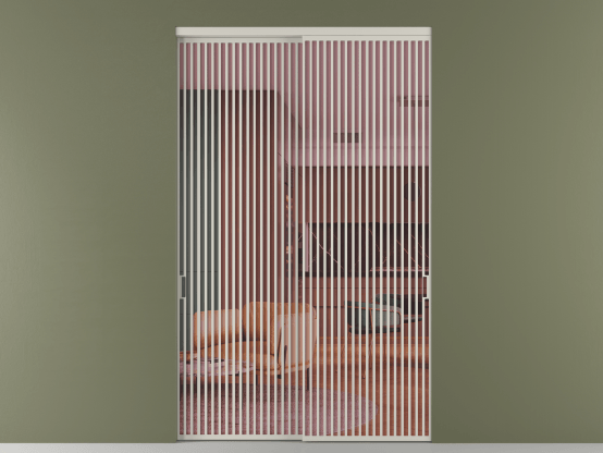 Алюминевая перегородка vn2_06_ Алюминий тёплый серый Прозрачное розовое стекло, триплекс, 6мм. Цвет Алюминий тёплый серый. Материал Алюминий в эмали. Коллекция Перегородка Formato внутри проёма 2 створки. Картинка.