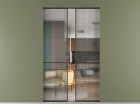 Алюминевая перегородка АЛПР 040.02 МАН MS. Цвет Алюминий антрацит. Материал Алюминий в эмали. Коллекция Перегородка Formato скрытый пенал 2 створки. Картинка.