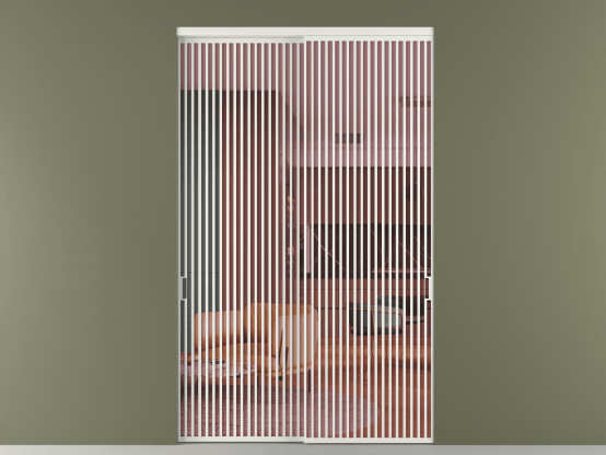 Алюминевая перегородка vn2_06_ Алюминий светло-серый Прозрачное розовое стекло, триплекс, 6мм. Цвет Алюминий светло-серый. Материал Алюминий в эмали. Коллекция Перегородка Formato внутри проёма 2 створки. Картинка.