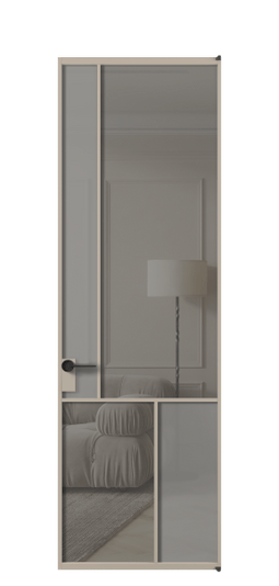 Межкомнатная дверь АЛПЛ041.20 АБСК Серый сатин матовое + Серый прозрачное. Цвет Алюминий бисквитный. Материал Алюминий в эмали. Коллекция Mosaic. Фото. Дверь межкомнатная АЛПЛ041.20 АБСК Серый сатин матовое + Серый прозрачное. Цвет Алюминий бисквитный. Материал Алюминий в эмали. Коллекция Mosaic. Картинка.