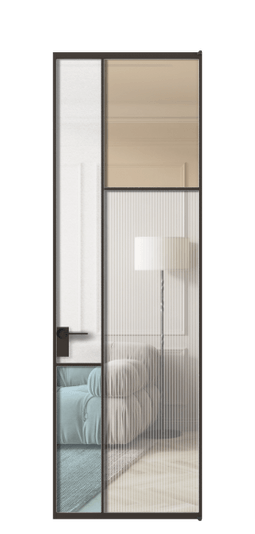 Межкомнатная дверь АЛПЛ041.11 ААН 4 стекла. Цвет Алюминий антрацит. Материал Алюминий в эмали. Коллекция Mosaic. Фото. Дверь межкомнатная АЛПЛ041.11 ААН 4 стекла. Цвет Алюминий антрацит. Материал Алюминий в эмали. Коллекция Mosaic. Картинка.