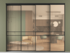 Перегородка Formato внутри проёма 4 створки с синхронным механизмом