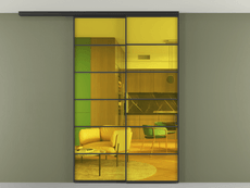 Перегородка Формато вдоль стены на потолок 2 створки с синхронным механизмом