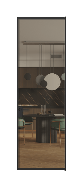 Дверь межкомнатная АЛПЛ040.01 Бронза триплекс ЧЕР. Цвет Алюминий Черный. Материал Алюминий. Коллекция Formato. Картинка.