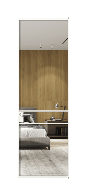 Дверь межкомнатная АЛПЛ040.02 Зеркало триплекс БЕЛ. Цвет Алюминий Белый. Материал Алюминий. Коллекция Формато. Картинка.